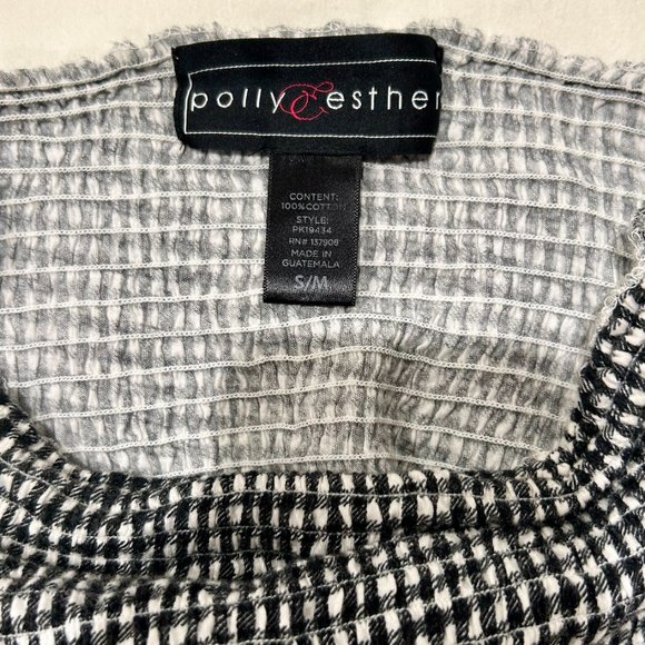 POLLY & ESTHER BLACK/WHITE RIBBED CHECKERED TUBE/CROP TOP SIZE S - Picture 4 of 4